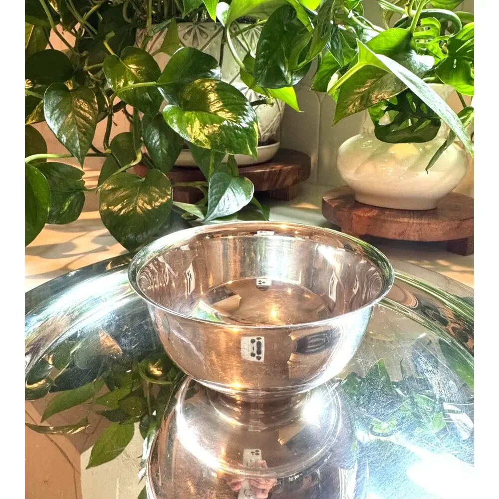Vintage Wm Rogers Silver Plate Revere-Style Bowl & Tray Set